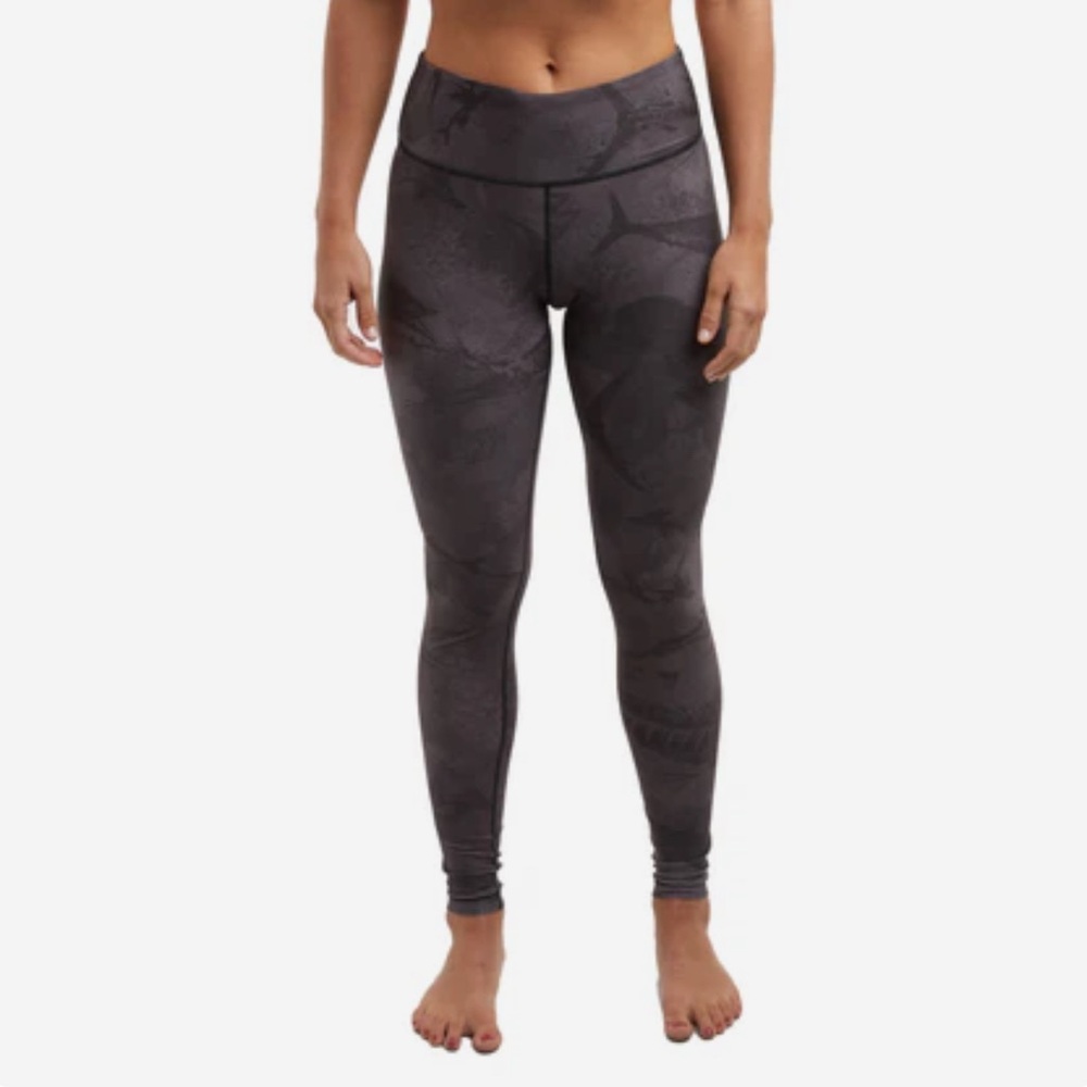 Women's Black Patterned Leggings with Pockets - L